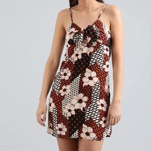 Forever 21 Black and Rust Color Floral Chemise dress